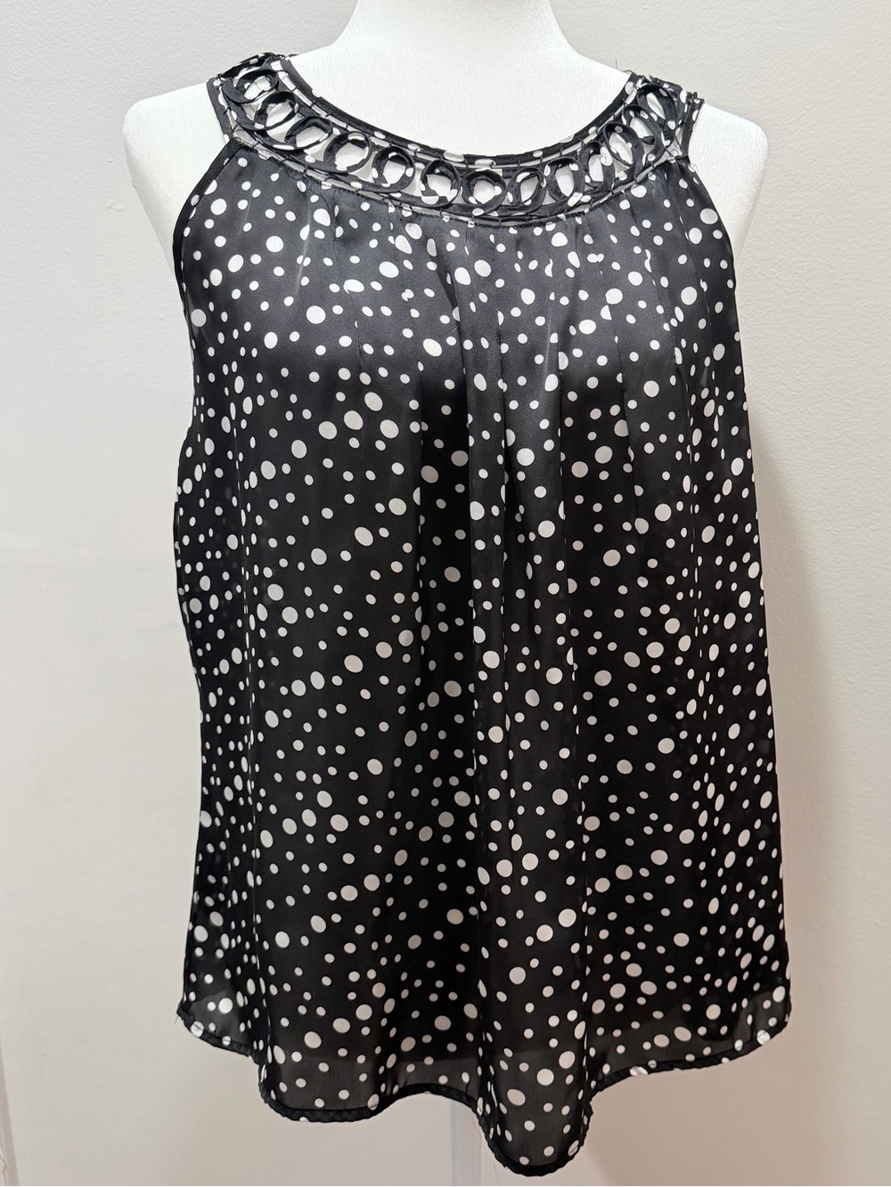 new directions Black and White Polka Dot Sleeveless Halter Camisole